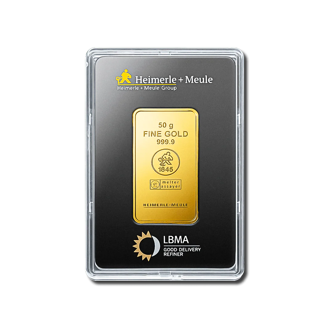 Lingot d'Or 50g – Heimerle + Meule Édition Numismatique